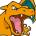 Charizard Twitch chat badge, evolved from the Charmeleon badge